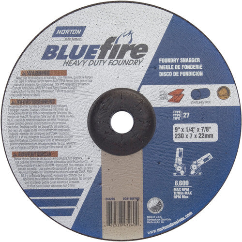 9″ × 1/4″ × 7/8″ BlueFire Non-Woven Depressed Center Wheel Type 27 Zirconia Alumina / Aluminum Oxide - Americas Tooling