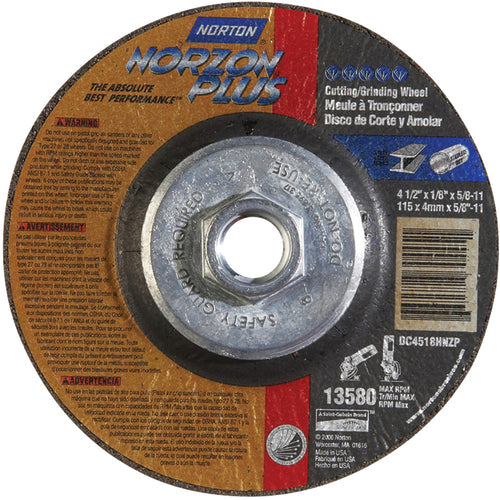 ‎4-1/2″ × 1/8″ × 5/8″ NorZon Plus Non-Woven Depressed Center Wheel Type 27 - Americas Tooling