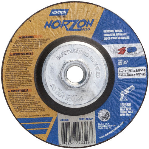 ‎4-1/2″ × 1/4″ × 5/8″ NorZon Plus Non-Woven Depressed Center Wheel Type 27 - Americas Tooling