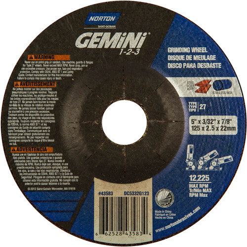 5″ × 20.0″ × 22.23 ″ Gemini Non-Woven Depressed Center Wheel Type 27 46 Grit - Americas Tooling