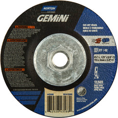 ‎4-1/2 x .125 × 5/8 - 11″ Gemini Cutting Wheel A 24 T BDA3 Type 27/42 - Americas Tooling