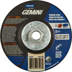 ‎5 × 1/4 × 5/8 - 11″ Gemini Grinding Wheel A 24 S BDA Type 27 - Americas Tooling