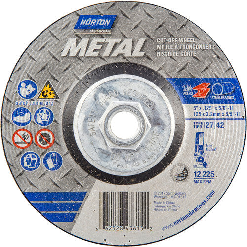 ‎5″ × 1/8″ × 5/8″-11 Gemini Non-Woven Depressed Center Wheel Type 27 24 Grit Aluminum Oxide - Americas Tooling