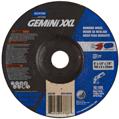 6″ × 1/4″ × 7/8″ Gemini Depressed Center Wheel Type 27 Aluminum Oxide - Americas Tooling