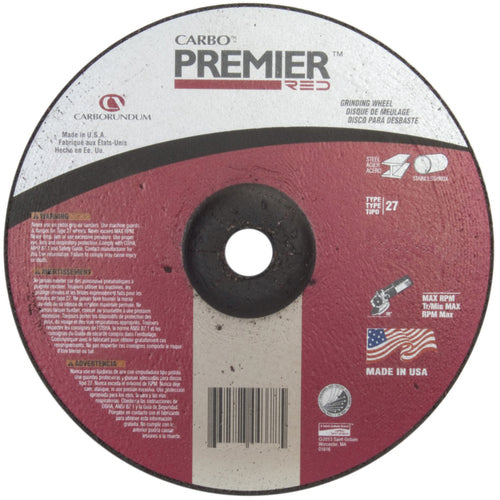 5″ × 0.045″ × 7/8″ - Zirconia Alumina - Premier Redcut - Depressed Center Wheel - Americas Tooling