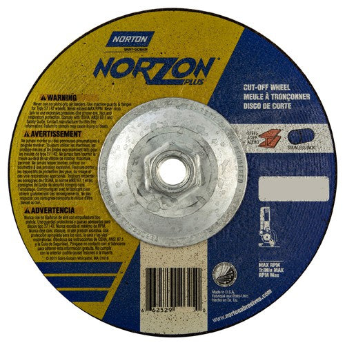 ‎7″ × 1/8″ × 5/8″-11 NorZon Plus Non-Woven Depressed Center Wheel Type 27 - Americas Tooling