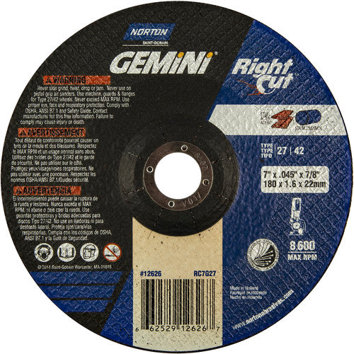 7″ × 0.060″ × 7/8″ Gemini Non-Woven Depressed Center Wheel Type 27 - Americas Tooling