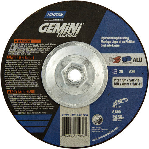 ‎7″ × 1/8″ × 5/8″-11 Charger Non-Woven Depressed Center Wheel Type 29 36 Grit - Americas Tooling