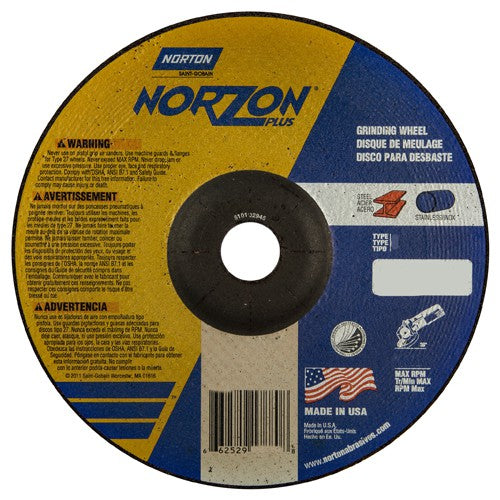 7″ × 1/4″ × 7/8″ NorZon Plus Non-Woven Depressed Center Wheel Type 27 - Americas Tooling