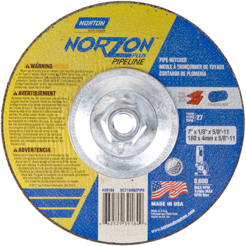 7″ × 1/8″ × 5/8″ NorZon Plus Non-Woven Depressed Center Wheel Type 27 - Americas Tooling