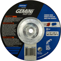 ‎7 × 1/4 × 5/8 - 11″ Gemini Fast Cut Grinding Wheel A 24 N Type 27 - Americas Tooling