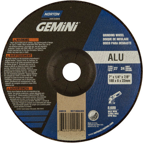 7″ × 1/4″ × 7/8″ Gemini Non-Woven Depressed Center Wheel Type 27 24 Grit Aluminum Oxide - Americas Tooling