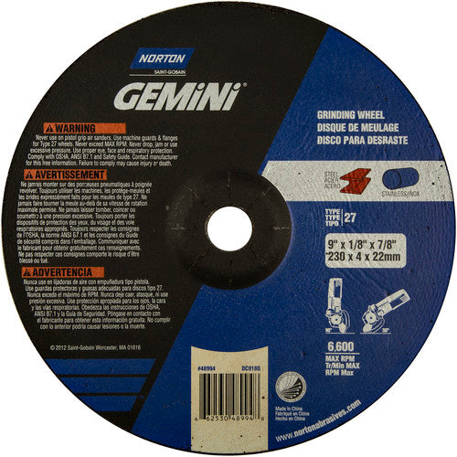 9″ × 1/8″ × 7/8″ Gemini Non-Woven Depressed Center Wheel Type 27 24 Grit Aluminum Oxide - Americas Tooling