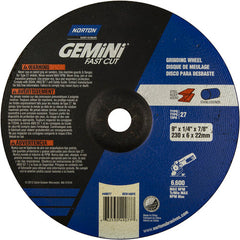 9″ × 1/4″ × 7/8″ Gemini Non-Woven Depressed Center Wheel Type 27 24 Grit Aluminum Oxide - Americas Tooling