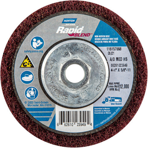 ‎4-1/2″ × 5/8″-11 Rapid Prep Depressed Center Finishing Wheel 150-180 Grit Aluminum Oxide - Americas Tooling