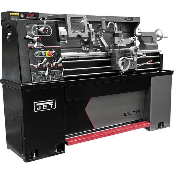 Jet - 14" Swing, 40" Between Centers, 230 Volt, Triple Phase Engine Lathe - 3 hp, 1-1/2" Bore Diam, 30" Deep x 58" High x 77" Long - Americas Tooling