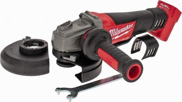 Milwaukee Tool - 4-1/2 & 5" Wheel Diam, 8,500 RPM, Cordless Angle & Disc Grinder - 5/8-11 Spindle, 18 Volts - Americas Tooling