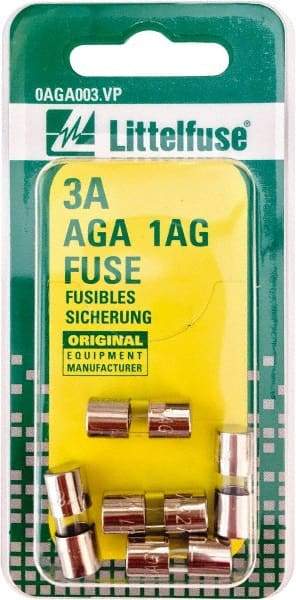 Value Collection - 32V AC/DC, 3 Amp, Fast-Acting Miniature Glass/Ceramic Fuse - 5/8" OAL, 1/4" Diam - Americas Tooling