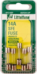 Value Collection - 32V AC/DC, 14 Amp, Fast-Acting Miniature Glass/Ceramic Fuse - 1-1/16" OAL, 1/4" Diam - Americas Tooling