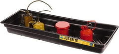 Justrite - 12 Gallon Capacity, 16 Inch Long x 46 Inch Wide, Polyurethane Spill Tray - 16 Inch Diameter, 5-1/2 Inch High, Black - Americas Tooling