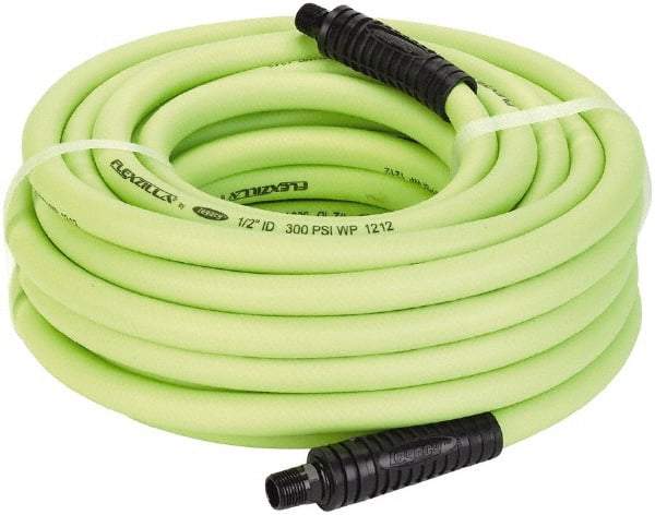 Legacy - 1/2" ID x 0.74" OD 50' Long Multipurpose Air Hose - MNPT x MNPT Ends, 300 Working psi, 140°, 3/8" Fitting, Green - Americas Tooling