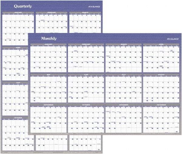 AT-A-GLANCE - 1 Sheet, 32 x 48", Erasable Wall Planner - White & Blue - Americas Tooling