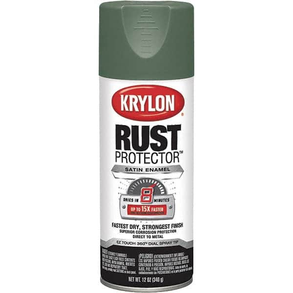 Krylon - Moss Green, Satin, Rust Proof Enamel Spray Paint - 25 Sq Ft per Can, 12 oz Container, Use on Plaster, Glass, Ceramic, Wicker, Concrete, Masonry, Wood, Metal - Americas Tooling