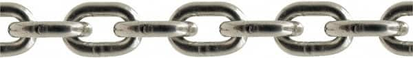 Value Collection - 7/64" Welded Stainless Steel Chain - 132 Lb Capacity, Grade 43, 100' Long, Polished Finish - Americas Tooling