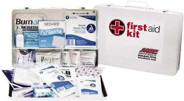 Medique - 200 Piece, 50 Person, Industrial First Aid Kit - 14" Wide x 9-1/2" Deep x 2-1/2" High, Metal Case - Americas Tooling