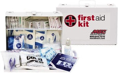 Medique - 150 Piece, 25 Person, Industrial First Aid Kit - 11" Wide x 7-1/2" Deep x 2-1/2" High, Metal Case - Americas Tooling