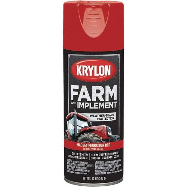 Krylon - Red (Massey Ferguson), 12 oz Net Fill, Gloss, Farm & Equipment Spray Paint - 12 oz Container, Use on Equipment - Americas Tooling