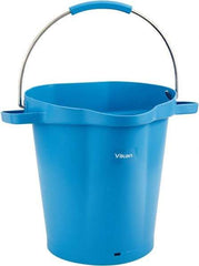 Vikan - 5 Gal, 18" High, Polypropylene Round Blue Single Pail with Pour Spout - Handle Included, 15.4mm Top Length x 18.9" Top Width x 18.9" Top Diam - Americas Tooling