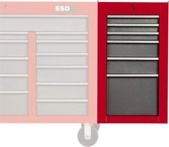 Proto - 6 Drawer Red/Gray Side Cabinet - 19" Wide x 34" High x 25" Deep, Use with 502 Series Box - Americas Tooling