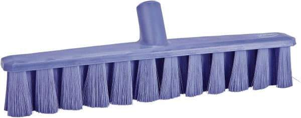 Vikan - 15.25" Fine Particle Polyester Push Broom - 1-7/8" Bristle Length, Plastic Block, European Threaded Handle Connection, Handle Sold Separately - Americas Tooling