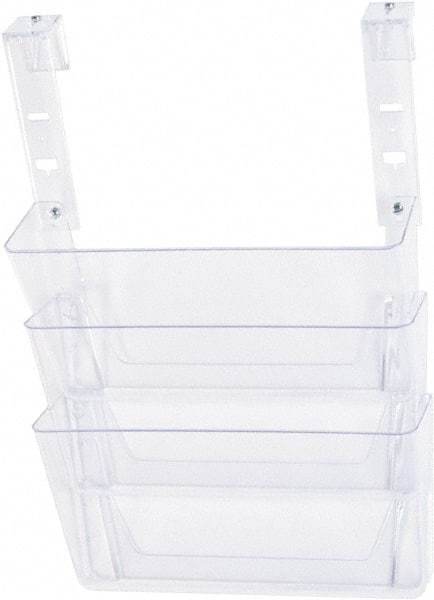 Deflect-o - 13" Wide x 4" Deep x 20" High, 3 Compartments, Plastic Hanging File Folder Racks-Plastic - Clear, 12-3/4" Compartment Width x 3-3/4" Compartment Depth x 6-3/4" Compartment Height - Americas Tooling