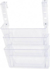 Deflect-o - 13" Wide x 4" Deep x 20" High, 3 Compartments, Plastic Hanging File Folder Racks-Plastic - Clear, 12-3/4" Compartment Width x 3-3/4" Compartment Depth x 6-3/4" Compartment Height - Americas Tooling