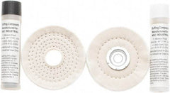 Value Collection - 4" Diam Loose Sewn, Cushion Sewn Buffing Wheel Set - 1/2" Arbor Hole - Americas Tooling