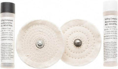 Value Collection - 4" Diam Cushion Sewn, Spiral Sewn Buffing Wheel Set - 1/2" Arbor Hole - Americas Tooling