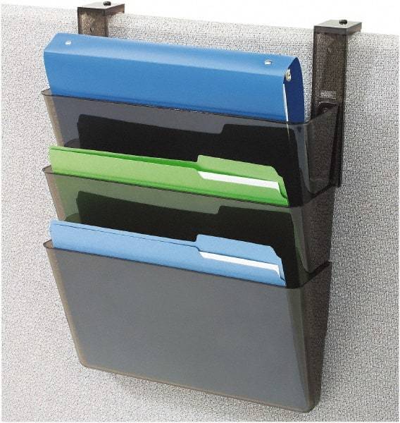 Deflect-o - 13" Wide x 7" High x 4" Deep Plastic Wall File - 3 Compartments, Black - Americas Tooling