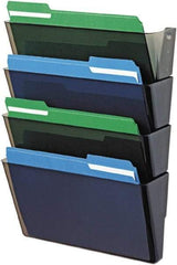 Deflect-o - 13" Wide x 7" High x 4" Deep Plastic Wall File - 4 Compartments, Smoke - Americas Tooling