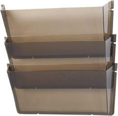 Deflect-o - 14-1/2" Wide x 6-1/2" High x 3" Deep Plastic Wall File - 3 Compartments, Smoke - Americas Tooling