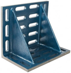 Interstate - 20" Wide x 12" Deep x 16" High Cast Iron Machined Angle Plate - Slotted Plate, Through-Slots on Surface, Double Web, Single Plate - Americas Tooling