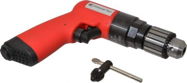 Universal Tool - 3/8" Reversible Keyed Chuck - Pistol Grip Handle, 1,800 RPM, 4.6 CFM, 0.8 hp, 90 psi - Americas Tooling