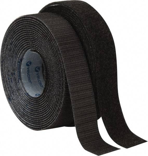 VELCRO Brand - 1" Wide x 5 Yd Long Adhesive Backed Hook & Loop Roll - Continuous Roll, Black - Americas Tooling