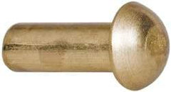 Made in USA - 3/16" Body Diam, Round Brass Solid Rivet - 1/2" Length Under Head - Americas Tooling