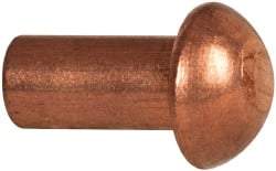 Made in USA - 3/16" Body Diam, Round Copper Solid Rivet - 3/8" Length Under Head - Americas Tooling