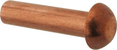 Made in USA - 3/16" Body Diam, Round Copper Solid Rivet - 3/4" Length Under Head - Americas Tooling