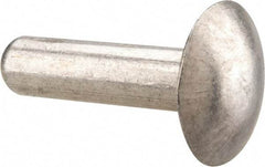 Made in USA - 1/4" Body Diam, Brazier Aluminum Solid Rivet - 1" Length Under Head, Grade 1100F, 5/8" Head Diam x 1/8" Head Height - Americas Tooling