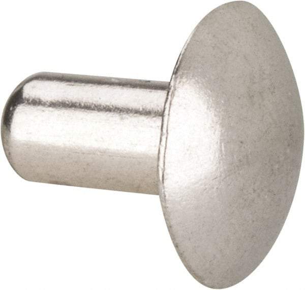 Made in USA - 1/4" Body Diam, Brazier Aluminum Solid Rivet - 1/2" Length Under Head, Grade 2117-T4, 5/8" Head Diam x 1/8" Head Height - Americas Tooling