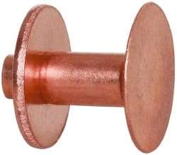 Made in USA - #8 Wire Body Diam, Flat Copper Belt Rivet with Washer - 1/2" Length Under Head, 1/2" Head Diam - Americas Tooling